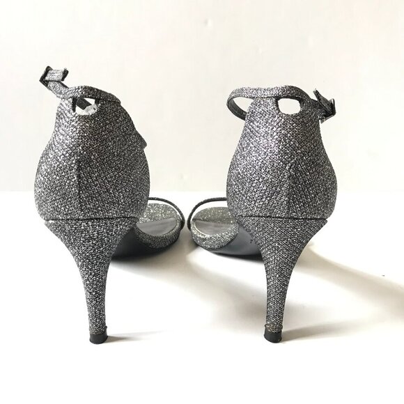 Stuart Weitzman Naked Glitter Sandals Heels Womens 7 Gray Pewter Leather Nudist - Picture 11 of 13